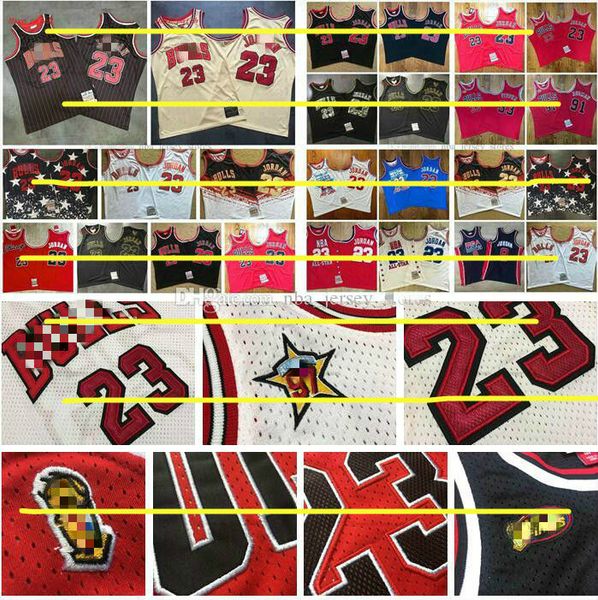 

men basketball chicago bulls 23michael 91 rodman 33 pippen embroidery mitchell&ness hardwoods classics player jersey, Black;red