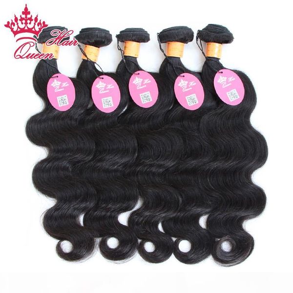 

queen hair indian virgin body wave 5pcs 12"-28" human hair weaves indian hair extensions, Black