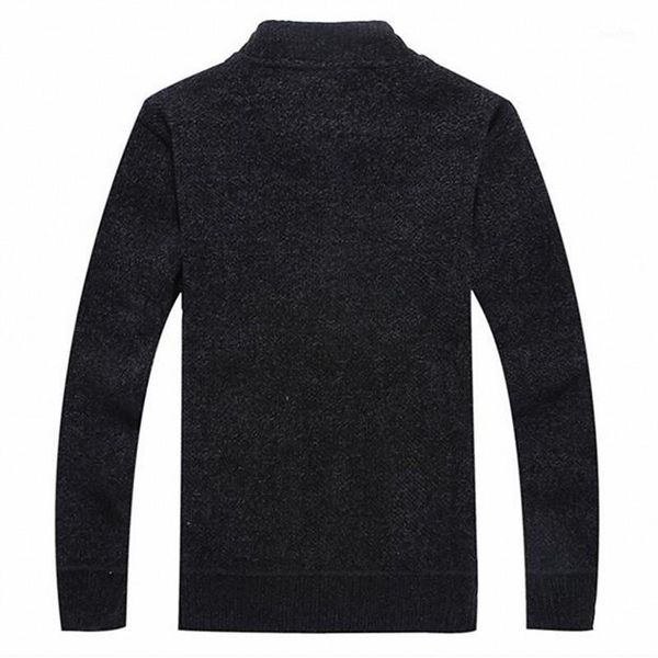 

autumn winter casual fleece lining warm mens cardigan sweaters long sleeve stand collar zipper slim male thick kniting coats1, White;black