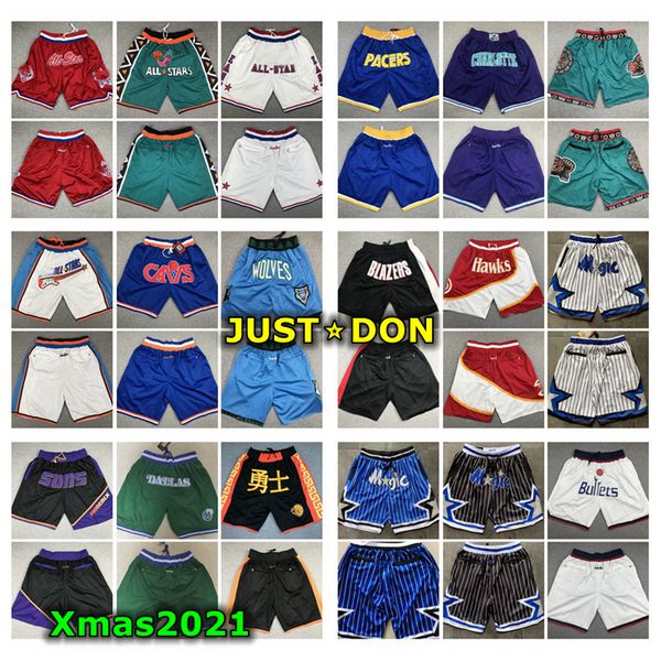 

2021 sale just don pocket shorts vintage mens retro classic mesh just don basketball shorts stitched city teams name & year id tags, Black
