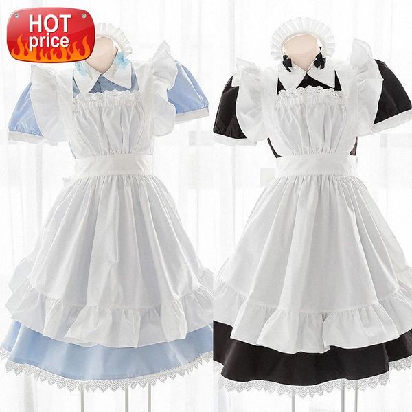 

japanese harajuku sweet lolita dress anime cosplay maid apron loli princess steampunk gothic formal dress kawaii lingerie outfit #0n8s, Black;white