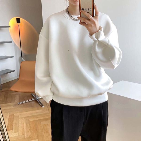 

new 2021 spring long sleeve thick o-neck pure color warm oversize style blue hoodies women 1kg8, Black