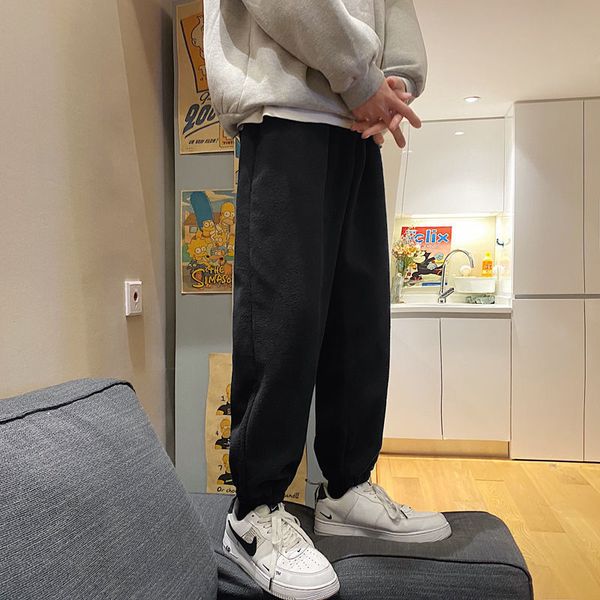 

-autumn 2021 new arrivals camo pants male sports loose gray cute cargo overalls are5, Black