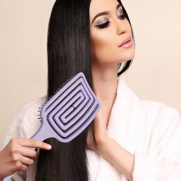 

1pc smooth hair large curved comb hollow arc mosquito coil design ocs brush scalp massage comb brush hair styl sqcidq, Silver