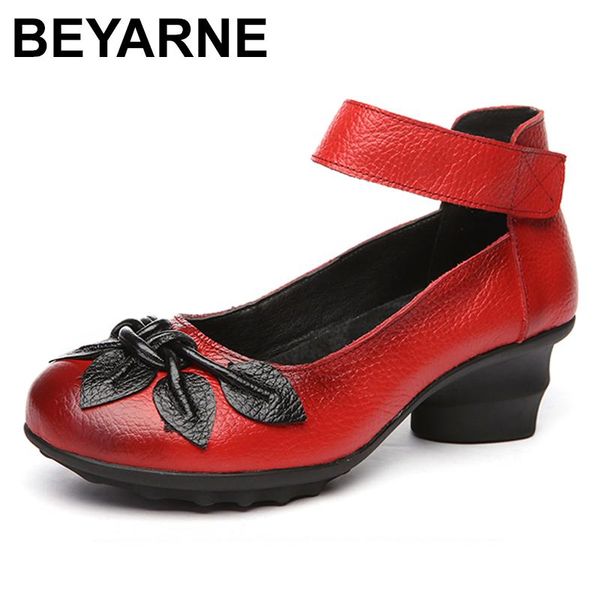 

beyarne women leather pumps black 6 cm high heels women embroidery shoes handmade pumps sale spring
