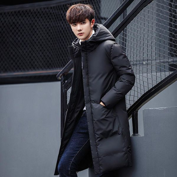 

puffer jacket men -30 duck down coat down jacket winter coats mens clothing slim white duck zipper casual, Black