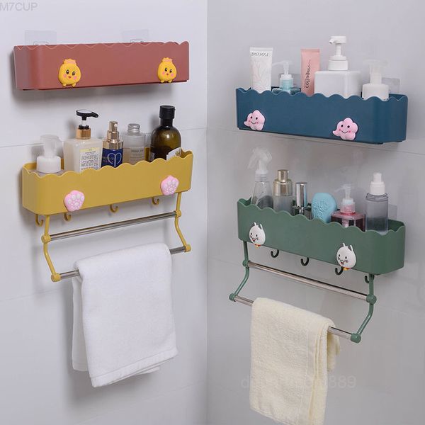 

toilet wall, bathroom, non perforated multifunctional shelf with hook, towel kitchen storage rack, 38cm