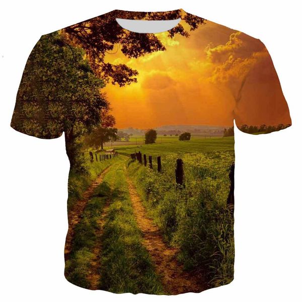

new cool sunrise sunset mountain view 3d print shirts comics horror funny men clothing