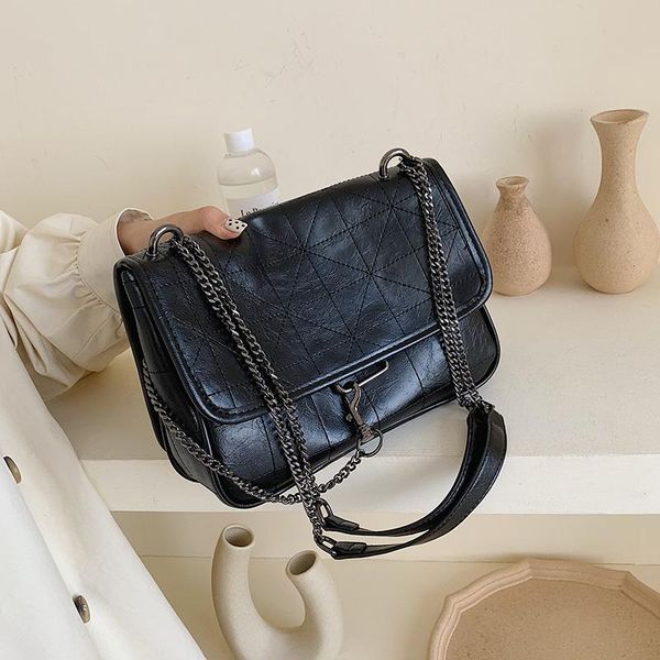 

vintage leather crossbody bags for women 2020 chain small shoulder messenger bag female solid color handbags