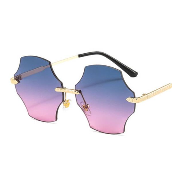 

sunglasses personality frameless polygon women 2021 designer fashion octagon ocean sun glasses ladies metal shades, White;black