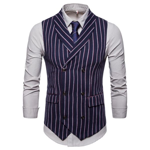 

fashion men vest casual wasitcoat double-breasted men new arrival striped shawl collar waistcoat, Black;white