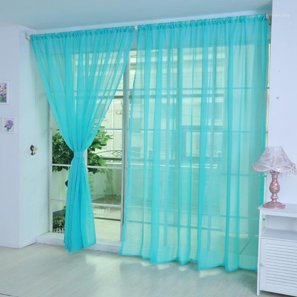 

1 pcs pure color tulle door window curtain drape panel sheer scarf valances living room bedroom voile curtain1