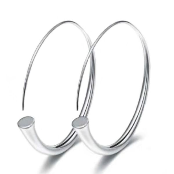 

februaryfrost brand simple opening hoop earrings for women silver color metallic versatile style fashion female earrings classic jewelry, Golden;silver