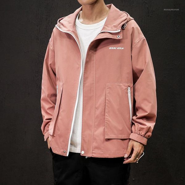 

men's jackets 2021 autumn and winter men's casual solid color pocket decorative zipper hooded jacket loose temperament trend cotto, Black;brown