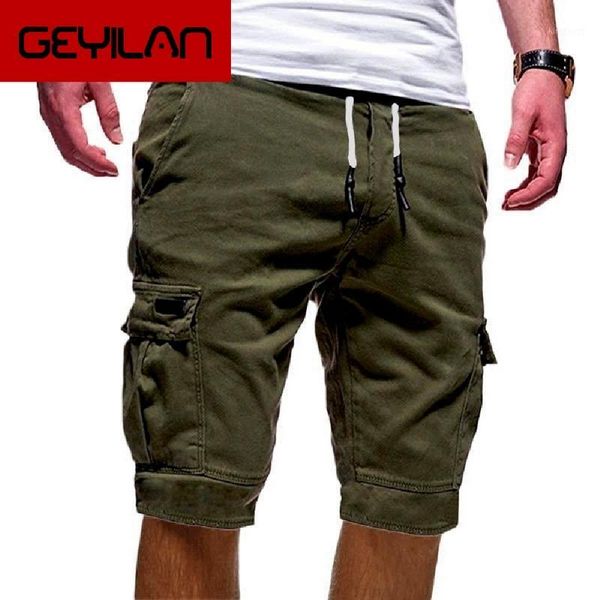 

laamei 2020 new mens shorts fitness casual drawstring short pants shorts men's multi-pocket sports1, White;black