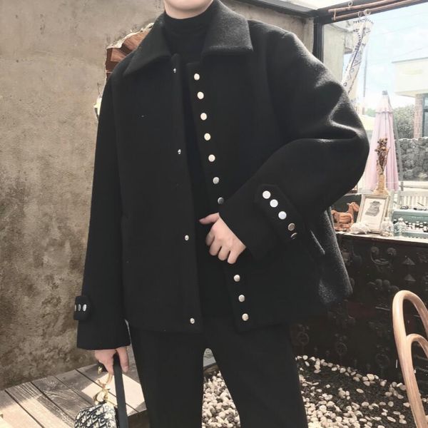 

2020 vintage black british male style handcrafted button jackets autumn and winter men's jacket japanese 3jzc, Black;brown