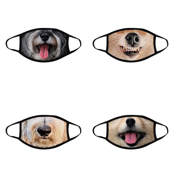 

funny printing mouth masks dog pattern knitted fabric washable men women face mask dustproof foldable reusable 2 5yd j2