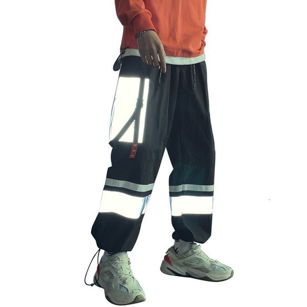 

factory direct sales baggy pants man spring new elastic waist joggers men's pants trendy multi pocket harem sweatpant, Black