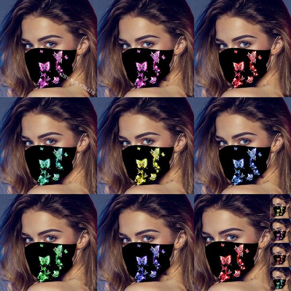 

uysxvu 20pcs mask boys girls black butterfly personalized pattern fashion face masks dustproof haze printed facemask for men n