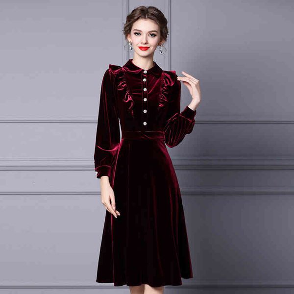 

casual dresses zhili bottomed dress women's winter elegant temperament long sleeve medium and thin golden velvet skirt ir0o, Black;gray