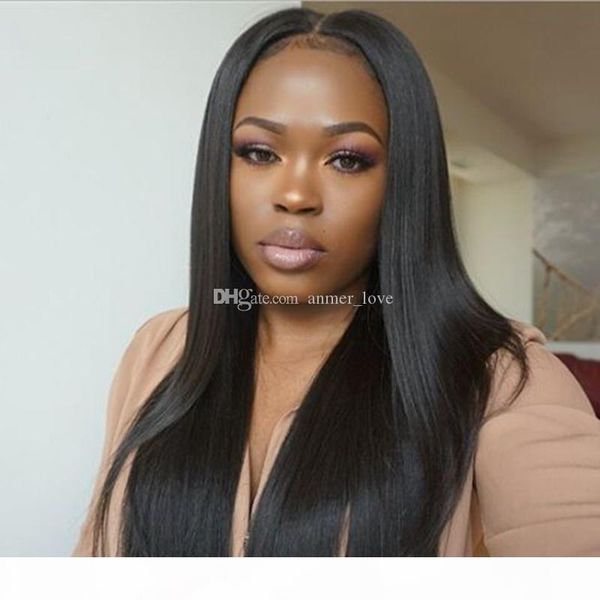 

высочайшее качество бразильские волосы кружева передние человеческие парики для волос для женщин шелковистые прямые кружевные парик полные к, Black;brown