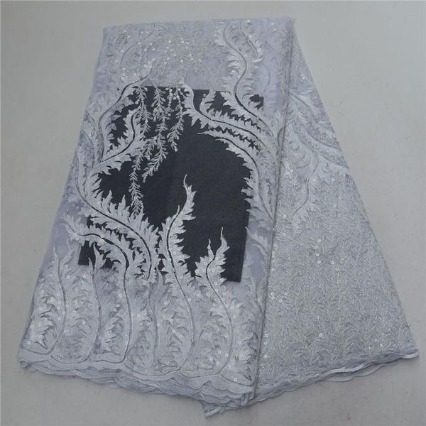

new white african sequins lace fabric 2020 nigerian embroidered lace fabric tulle laces fabrics for party psa713-1, Pink;blue