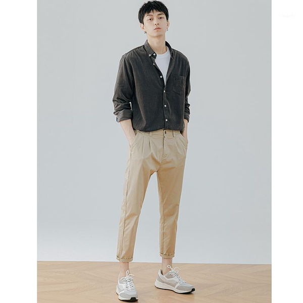 

spring autumn men's blouse corduroy long-sleeved turn down collar fashion new casual business solid personality male shirt, White;black