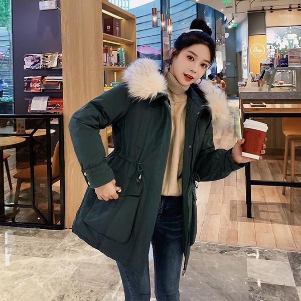 

plus size hooded jackets fashion women winter coat solid thicken warm jacket down cotton padded coat outerwear new parkas q29211, Black
