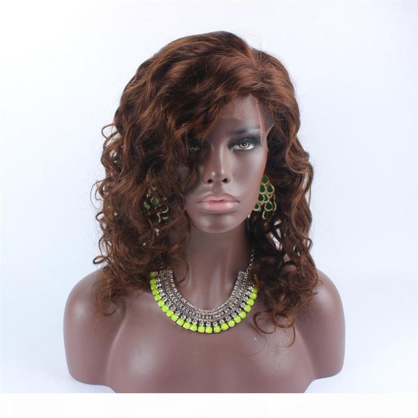 

wholesale 16 inch #4 silk base full lace virgin human hair wigs & front lace wigs in stock ing, Black