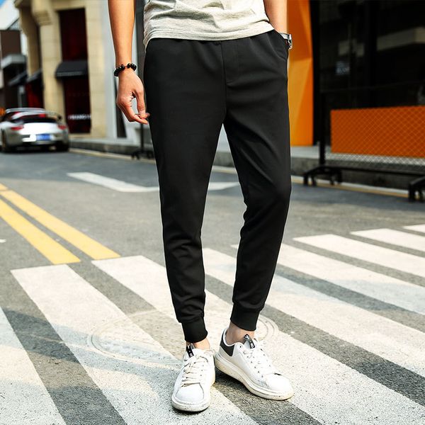 

men's autumn/winter jogging pants in solid color q1219, Black