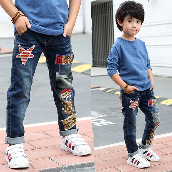 

3-14y fashion boys jeans trousers cowboys autumn kids clothes baby toddler casual boy denim pants children clothing y200409, Blue