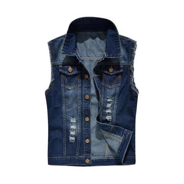 

men's vests nice men ripped jean denim vest hip hop jeans coats sleeveless cowboy male jacket plus size 7xl fashion waistcoat, Black;white