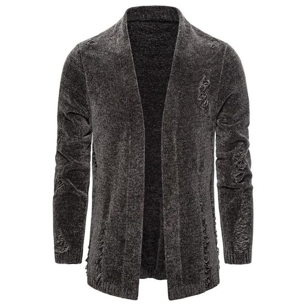 

fjun mens clothes hole thick warm long cardigans mans streetwear windbreaker knitted sweater men casual cardigan man coat 2021, White;black