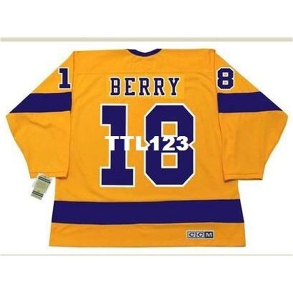 

421 #18 bob berry los angeles kings 1970 ccm vintage home hockey jersey or custom any name or number retro jersey, Black