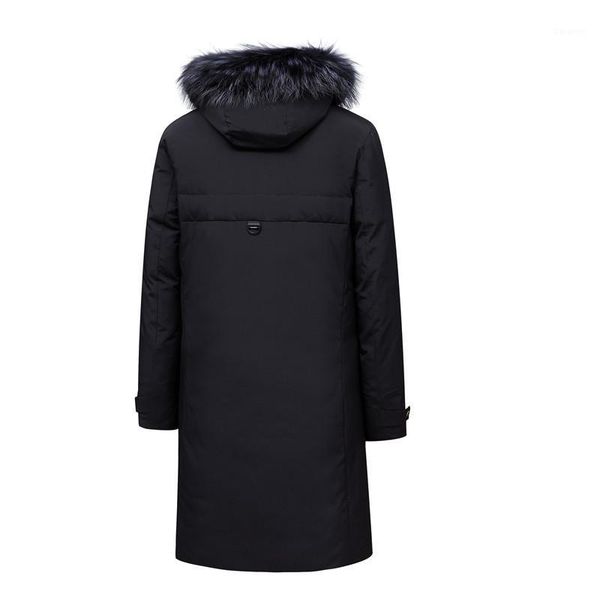 

2020 winter new men's fur collar white duck down jacket business fashion thick warm long parka and coats male brand clothes1, Black