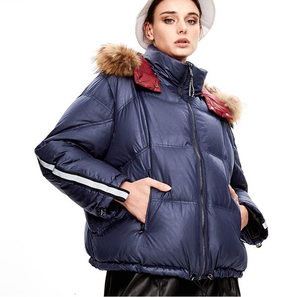 

2021 new winter thick stand collar hooded down jacket women warm coat casaco feminino uebl, Black