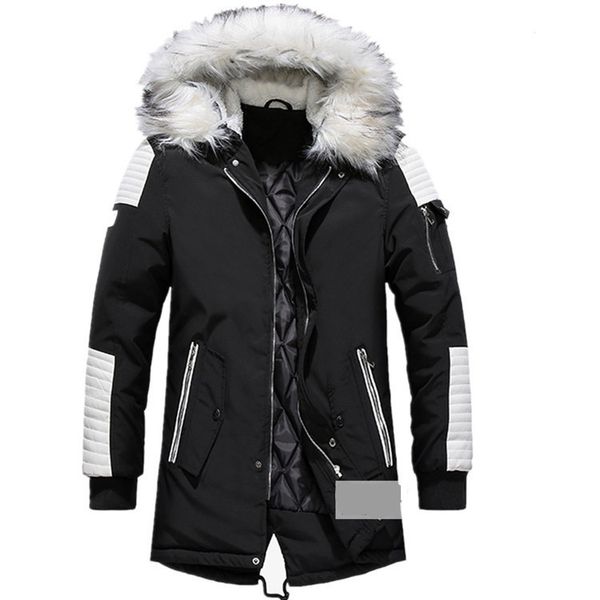 

2021 the new brand new winter jacket to thicken warm casual parkas long outwear with hood collar jackets and men's coats wear homme a8n, Black