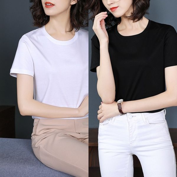

jg1e6 silk cotton shows thin lake blue short sleeve t-shirt heart women heavy duty women meat cover t-shirt chicken ice silk summer colla, White