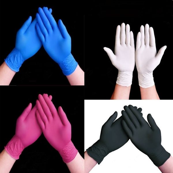 

black wholesale 100 pieces disposable rubber latex gloves experiment nitrile tattoo beauty hair dye lj201103