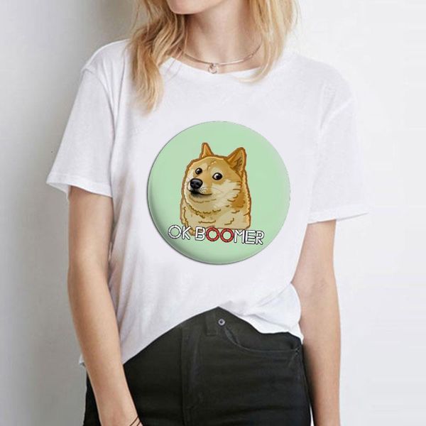 

ok boomer printed women t shirt cool fashion harajuku short sleeve o-neck t shirts casual loose christmas, White