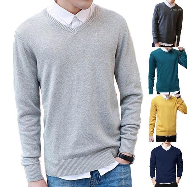 

men sweater autumn winter v-neck warm knitted pullovers men's casual long sleeve slim knitwear sweaters plus size1, White;black