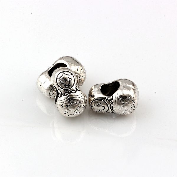 100 pçs / lote Liga Boneca Russa Beads Big Hole 5mm para jóias fazendo Pulseira Colar DIY Acessórios D-77