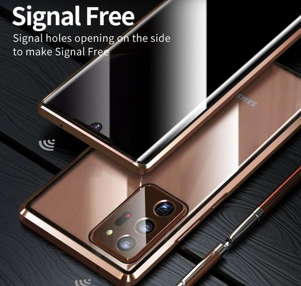 

360 magnetic privacy phone case for samsung galaxy note20 ultra anti-peeping case shockproof anti-spy metal bumpe qyltjc loveshop01