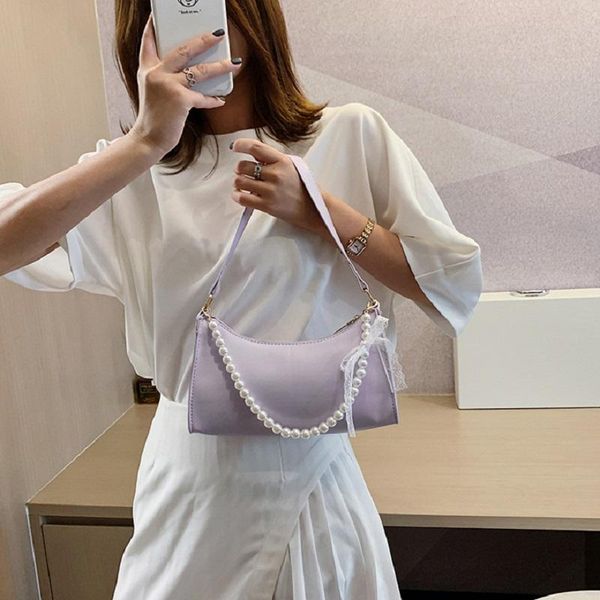 

women shoulder bags pearl handbag tote for lady soft pu leather fashion female solid holder mini purse 2021 sack