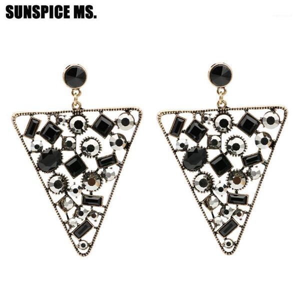 

fashion gothic triangle gray crystal drop earring for women big punk dangle ear pendants ethnic wedding party jewelry wholesale1, Silver