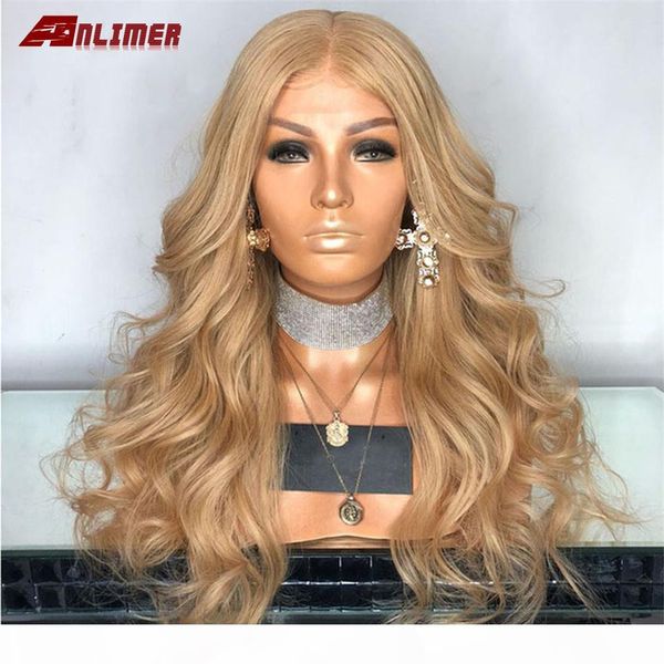 

anlimer #27 lace front wigs for balck women brazilian remy honey blond hair glueless lace front human hair wigs baby hair, Black