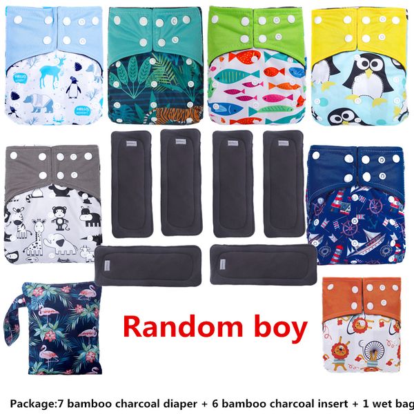 

simfamily]8pcs reusable waterproof diaper baby bamboo charcoal diaper  pocket baby nappies with insert wholesale 1016