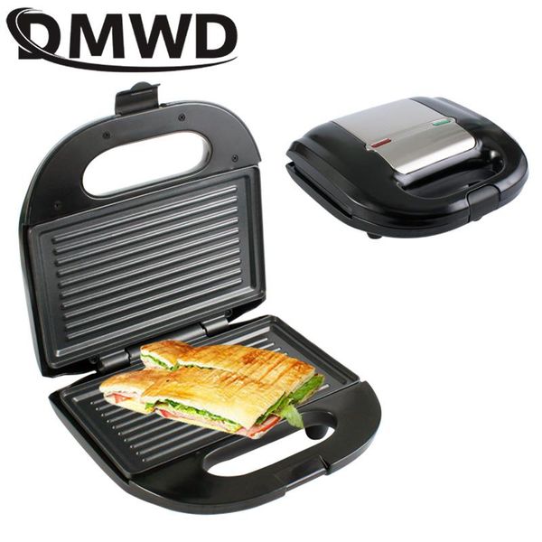 

bread makers dmwd electric mini sandwich maker grill panini non-stick pan waffle toaster cake breakfast machine barbecue steak frying oven e