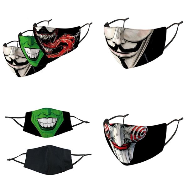 

18 colors fanny clown face mask reusable adults ice silk fabric masks adjustable elastic hook facemask cute cartoon daily mouth coverf102107