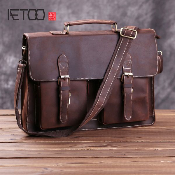 

hbp aetoo handmade leather men's handbags, business men's vintage briefcases, cross-baring computer bags